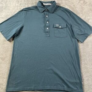Criquet Polo Shirt Mens Medium Green Organic Cotton Short Sleeve Pocket  Preppy